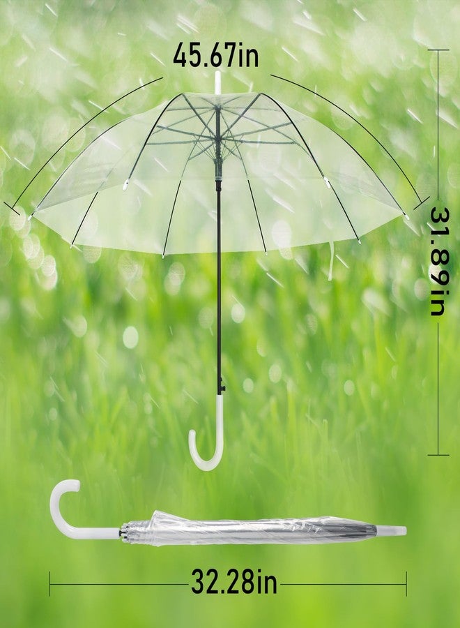 SINBRLAI 14 Pack Clear Wedding Umbrellas Bulk Transparent Auto Open Stick Umbrellas Windproof Waterproof Large Canopy Umbrella with White J Hook Handle for Wedding Bride Groom Photography Golf Outdoor - Image 2